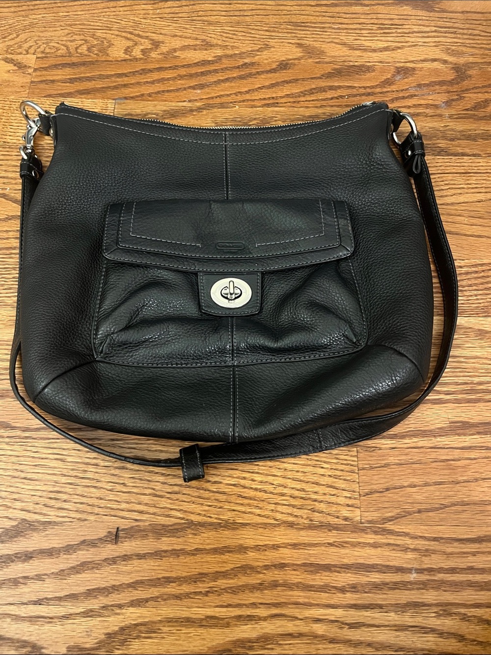 Coach Penelope Black Pebbled Leather Convertible Soho Bag (F19045) COA